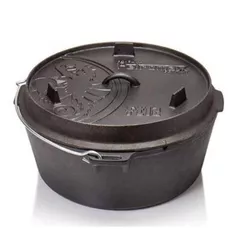 Ceaun grătar Petromax Dutch Oven 10L cu capac si fund plat, fonta