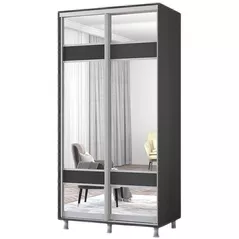 Dulap Mobildor-Lux Aron-S 1.0m-1.8m uși glisante din PAL cu oglindă zebra (170x60x240H cm) Anthracite