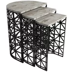 Журнальный столик Trendy Stil, marmura alba, masa de cuibarit (3 bucati)