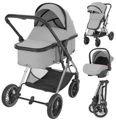 Детская коляска Kikka Boo One Grey, transformabil 3in1 (3800171213837)