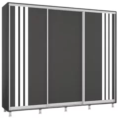 Dulap Mobildor-Lux Aron uși glisante din PAL cu lamele (240x60x200H cm) Anthracite