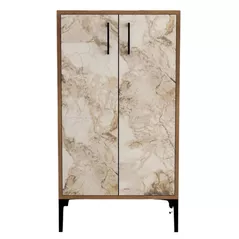 Raft pentru încălțăminte Trendy Prag, Nuc, Marmura Alba 60x111x35cm