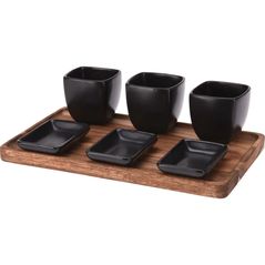 Veselă Excellent Houseware 48187 Набор для аперитива 7ед, деревянная подставка 25x16cm