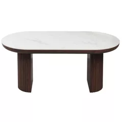 Стол Deco Botas 2000x900x760 White sintered stone + Wooden Leg