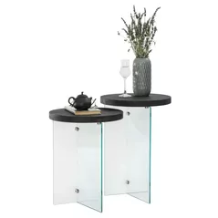 Măsuţă cafea Trendy Serenity 2, Antracit, Transparent, set