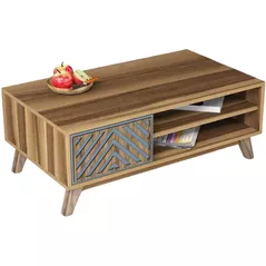 Журнальный столик Trendy Инчи, орех, синий 105x38x60 см