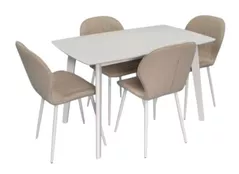 Комплект стол и стулья Evelin di Costacurta стол COOPER White + 4 стула YTC-064Wh Bjor-N24 Light beige