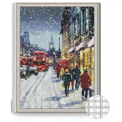 Картина по номерам Art Gallery QB205752 Mozaic cu diamante patrate 40x50cm Ninsoare in oras