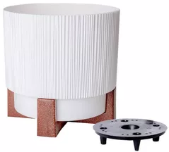 Ghiveci pentru flori Aleana 128025 Oslo cu insetie si suport d24 cm, white