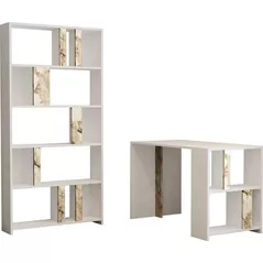 Офисный стол Trendy Lima, Marmura Alba, cu raft