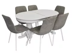 Set masă și scaune Evelin di Costacurta стол HV-31N White + 6 стульев YTC-078Wh UF885-14 Grey
