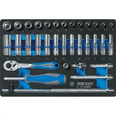 Set de unelte de mână King Tony 9-2534MRV Set chei tubulare 1/4", 6 puncte, 4-14 mm, accesorii, 34 buc. (SPUMA)
