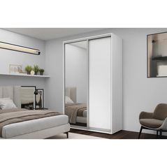 Шкаф Nex Home Dulap cu uși glisante, 180x60x220cm, 1xOglinda + 1xPAL, Alb