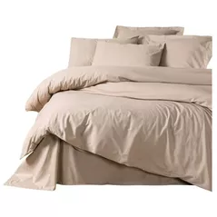 Lenjerie de pat Cotton Box Plain Beige Ranfors (2 persoane Euro)