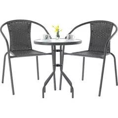 Mobilier pentru grădină Chomik Комплект садовой мебели Bistro серый-стол/NEO5252/+2 стула /NEO6983/ Серый