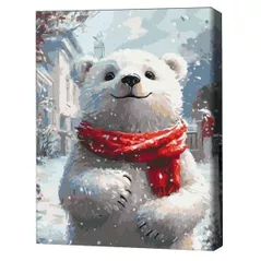 Картина по номерам BrushMe BS54188FC 40х50cm (fără cutie) Ursuleț cu fular roșu