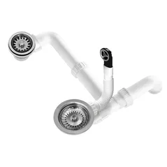 Sifon pentru chiuvetă bucătărie Helika-AquaSanita AQF-009V Stainless Steel + Plastic