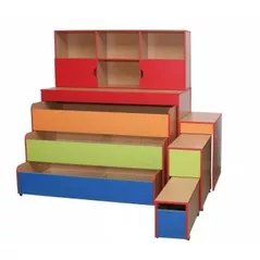 Кровать детская Tisam 3-ярусная с надстройкой 1552х682(2522)х950мм (26270)