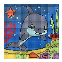 Картина по номерам Ideyka AMO8111) Mozaic cu diamante. Delfin, 30x30cm