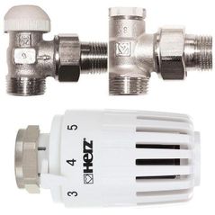 Запорная арматура HERZ Set robinet cu cap termostat + retur 1/2" pentru eurocon (90416)