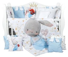 Детское постельное белье PernaMea Set lenjerie 8 piese Premium Iepuras albastru (PM.105896/8)
