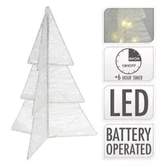 Гирлянда Promstore 49095 Фигурка с подсветкой Елка 3D, 20 LED, 50 см, 2xAA, с таймером, белая