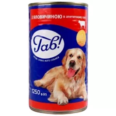 Hrană pentru animale de companie Гав! 24231109 Hrană umedă, carne de vițel în sos, 8x1,25 kg