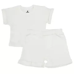 Детская одежда Minikin 25062074 Naturelle Комплект Футболка И Шорты Р-Р74, Молочный, Унисекс