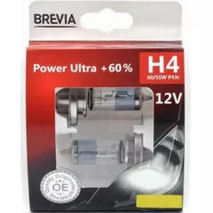 Lampă auto Brevia H4 12V 60/55W P43t Power Ultra +60% S2 cu halogen