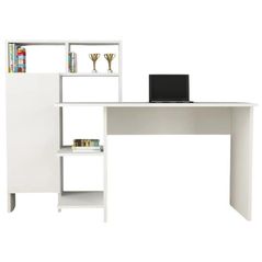 Masă de birou Trendy Bugra, Alb, 136x112x60cm