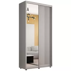 Dulap Mobildor-Lux Compact uși glisante Oglindă + PAL cu ornament linii (110x45x220H cm) Grey