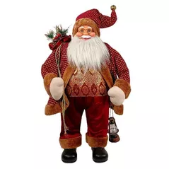 Новогодний декор Promstore 20074 Mos Crăciun, 90cm, Red&Gold cu cadouri si felinar