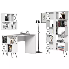 Офисный стол Trendy Extra 2, Alb, cu raft