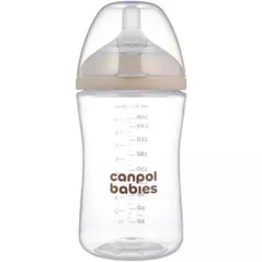 Cană cu pai Canpol 35/401 Sticlă cu formă naturală și tetină cu două zone, 260 ml