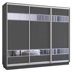 Шкаф Mobildor-Lux Fox uși glisante din PAL cu elemente din oglindă (280x60x230H cm) Anthracite