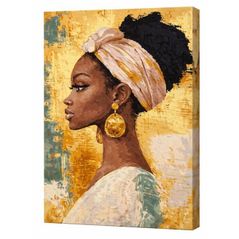 Tablou pe numere Ideyka KHO8686 40x50cm Eco, Frumoasa cu cercei aurii cu vopsele metalic extra
