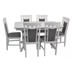 Комплект стол и стулья Evelin di Costacurta стол HV-32V White + 6 стульев Deepa R White/Grey