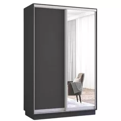 Шкаф Mobildor-Lux Раздвижные двери Fox из зеркала и ДСП (140x60x240 см) Антрацит