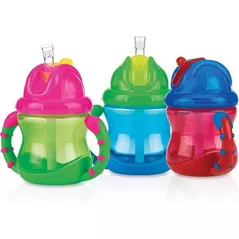 Поильник Nuby NV0404002 Поильник No-Spill Flip-It c трубочкой (12м+) 240 мл.