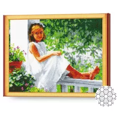 Tablou pe numere Art Gallery GA84120 Mozaic cu diamante 40x50cm Fetita la terasa