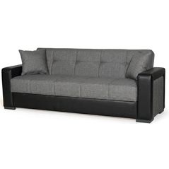 Диван Trendy Marmaris, extensibila cu lada de depozitare, 215x80x80cm, Gri/Negru