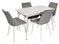 Set masă și scaune Evelin di Costacurta стол DT-531R Wh + 4 стула YTC-055Wh blu-13 (Light grey)