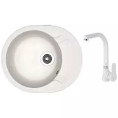 Chiuvetă bucătărie cu bateria Dr.Gans Berta 580 + SanDonna F 7103 alb