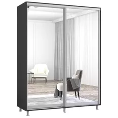 Шкаф Mobildor-Lux Раздвижные зеркальные двери Aron-P (180x60x220H см) Антрацит