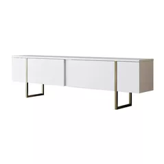 Comodă TV Trendy Lux, alb, auriu 180x50x30cm