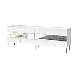 Comodă TV Trendy Leon, Alb, Argintiu