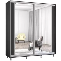 Dulap Mobildor-Lux Aron cu uși glisante cu oglindă vertical (190x60x210H cm) Anthracite