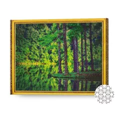 Картина по номерам Art Gallery GA80121 Mozaic cu diamante 40x50cm Padurea verde in jurul lacului