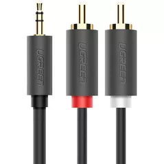 Adaptor pentru AV Ugreen 10511 Cable Audio/AUX 3.5mm Male to 2xRCA Male 1.5M | AV102, Gray