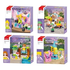 Конструктор Sluban B1329 Set de constructie Mini seturi de joaca 4 modele de la 51 pina la 100elem.